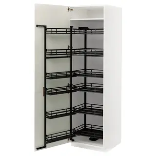 METOD high cabinet with pull-out larder, white/Veddinge white, 60x60x200 cm