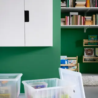 VESSLA set: storage crate with castors + lid