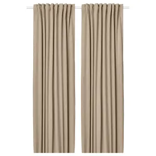 ROSENMANDEL room darkening curtains, 1 pair, yellow-beige/with heading tape, 135x250 cm