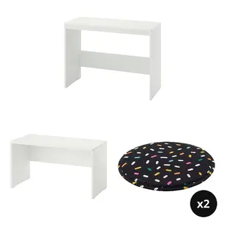 LASTARE/PUGGEHATT set: table + bench + seat pad x2