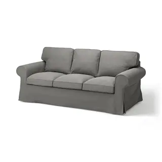 EKTORP 3-seat sofa, Hakebo dark grey, Depth 88 x Width 218 cm