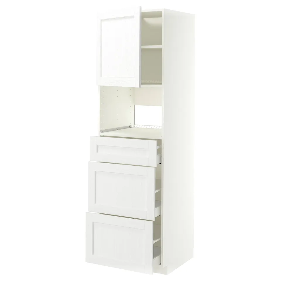 METOD / MAXIMERA High cabinet f built-in appliances, white Enköping/white wood effect, 60x60x200 cm