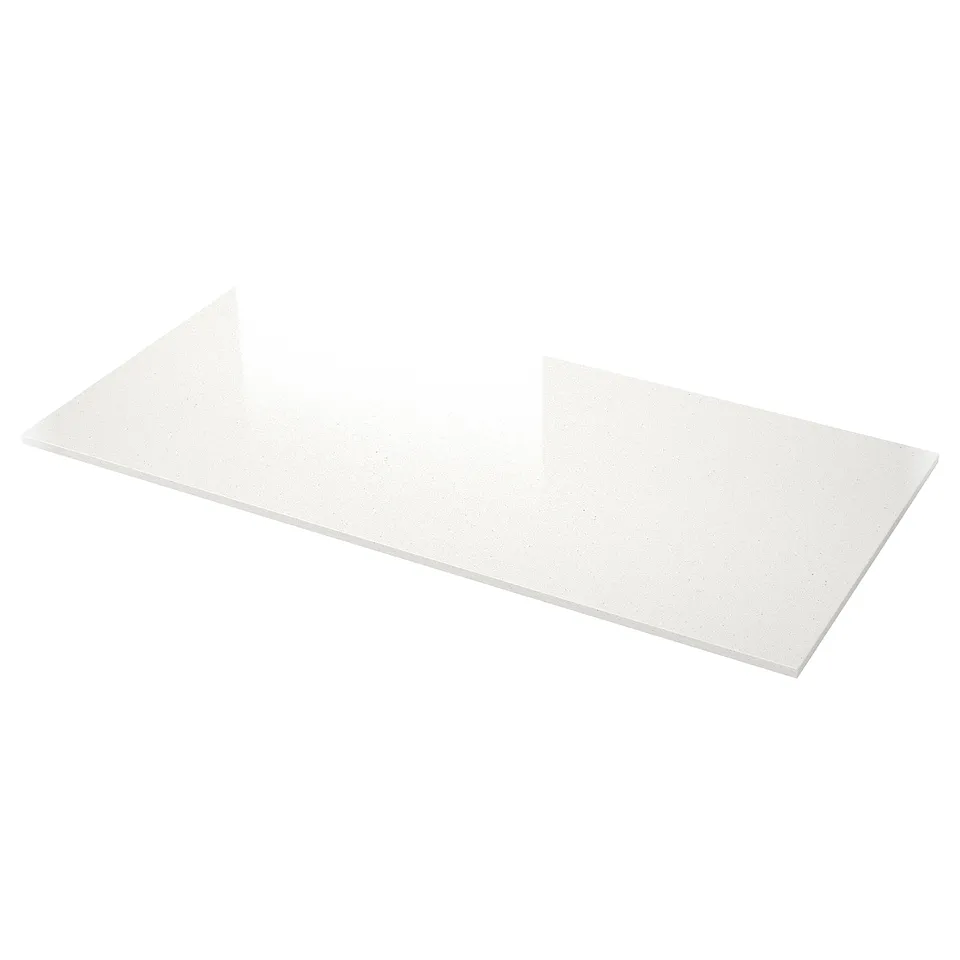 LOCKEBO Custom made worktop, off-white mineral effect/glass composite, 1 m²x4.0 cm
