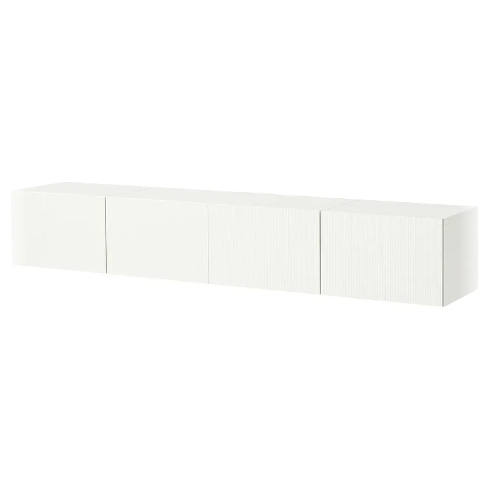 BESTÅ TV bench with doors, white/Förvaltare white, 240x42x38 cm