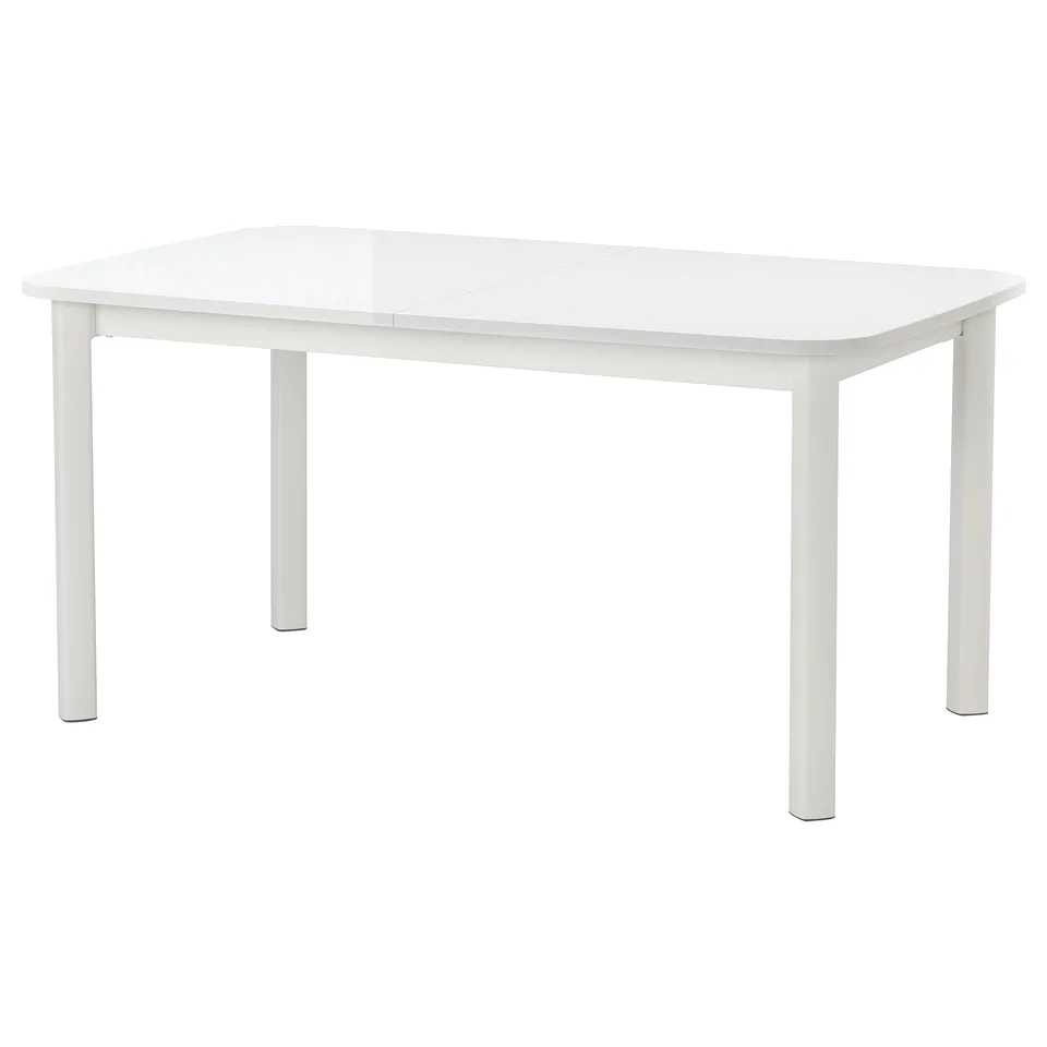 STRANDTORP white extendable dining table, 4-8 persons. Modern, rectangular design with sturdy legs.