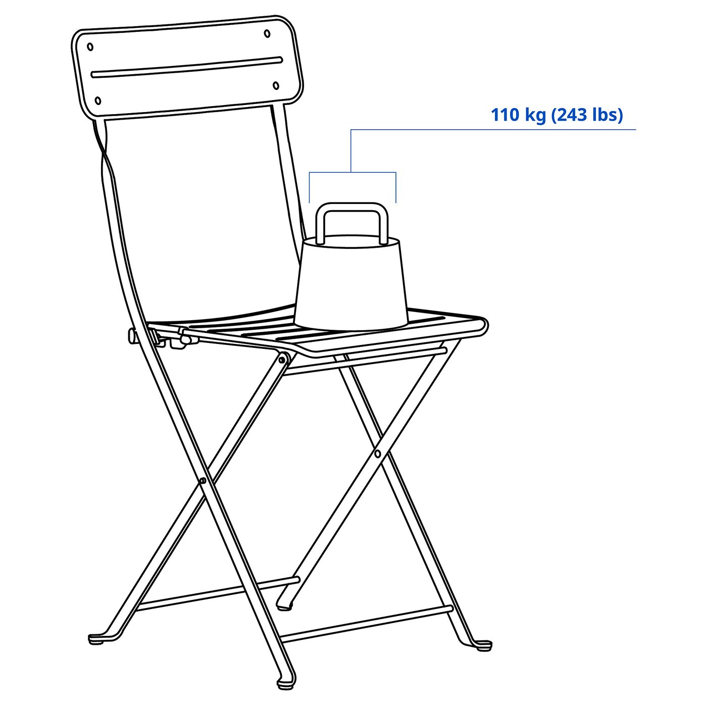 SUNDSÖ Folding chair, dark blue outdoor
