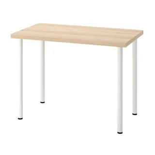 LINNMON / ADILS desk, white stained oak effect/white, 100x60 cm