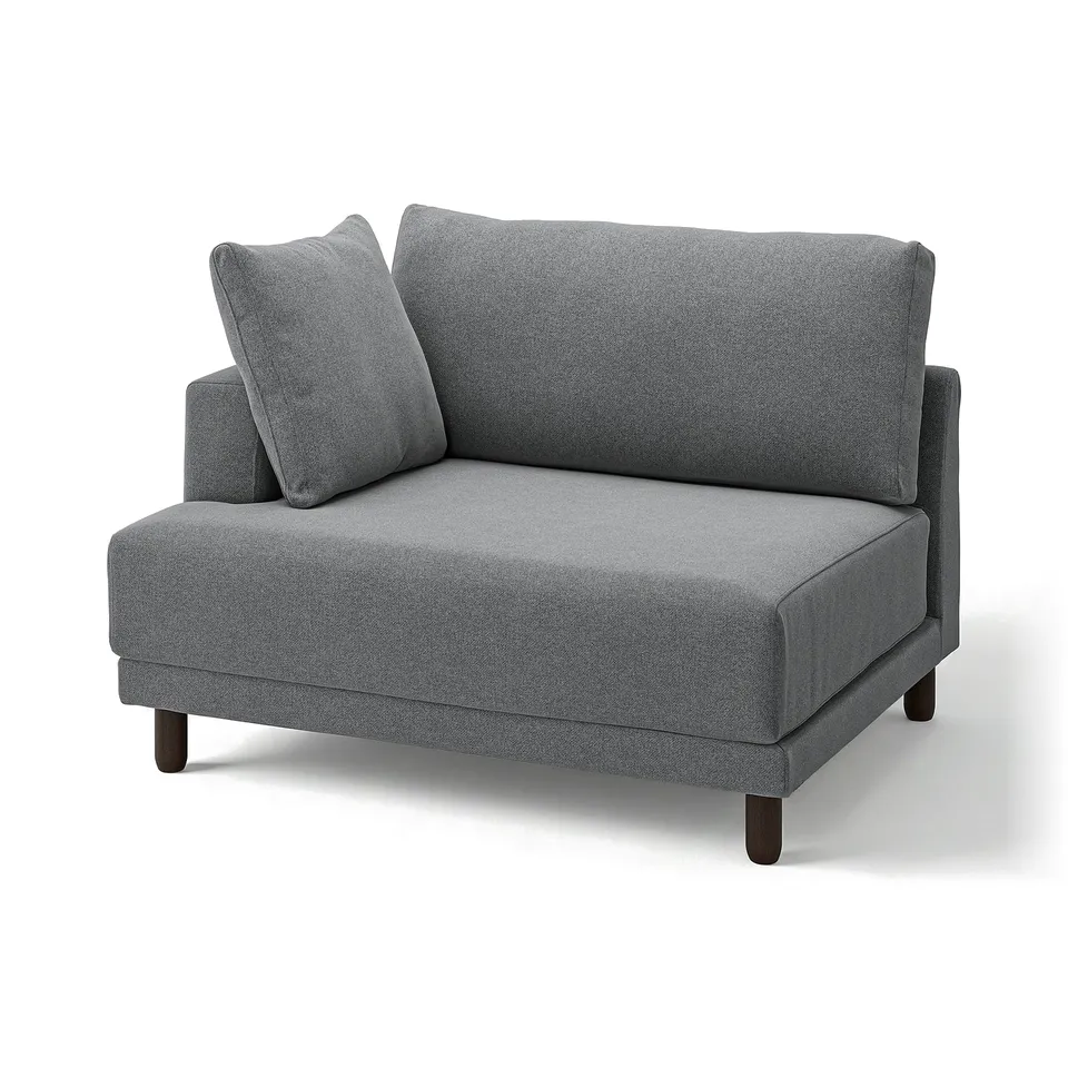 Grey UPPÅKRA sectional sofa, modern & comfy, with dark wooden legs.
