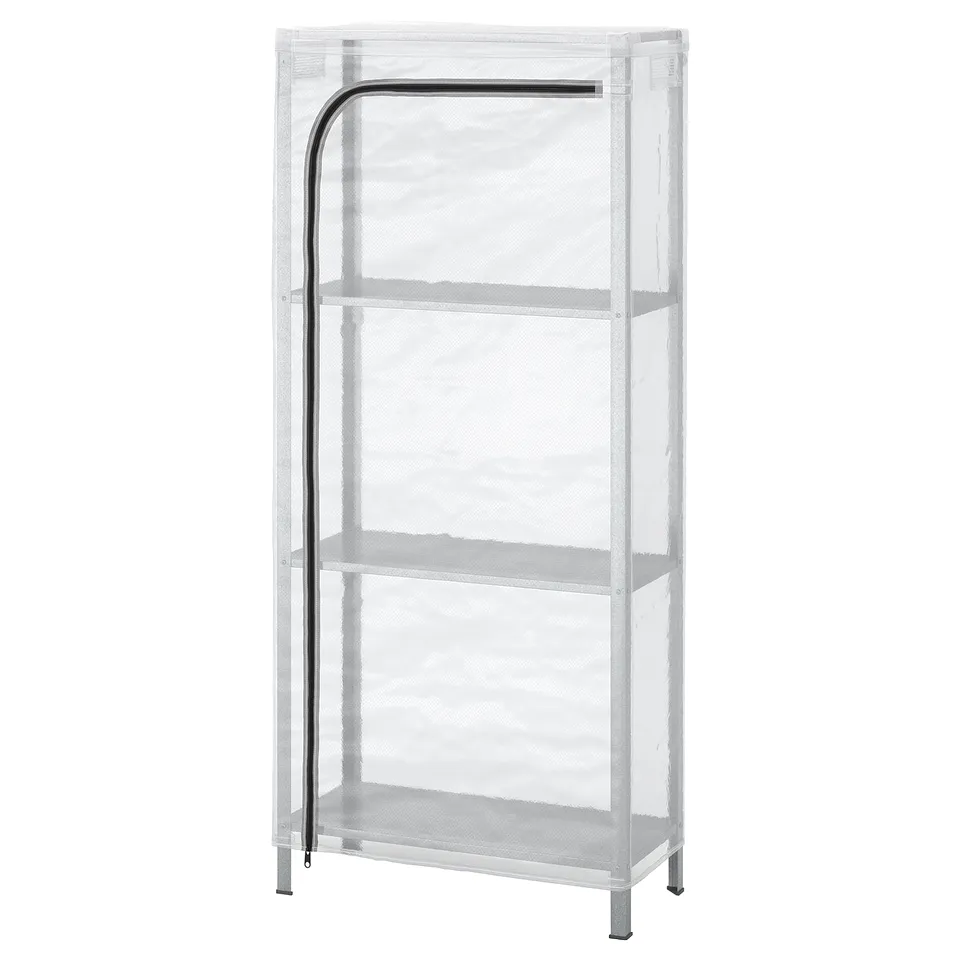 HYLLIS, white, rectangular, 3-shelf storage cover, zip, dust protection.