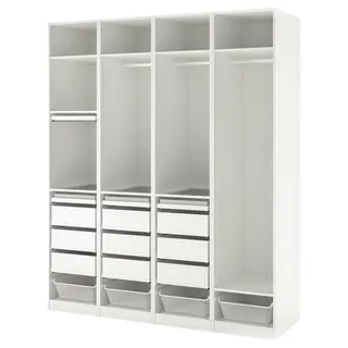 PAX wardrobe combination, white, 200x58x236 cm
