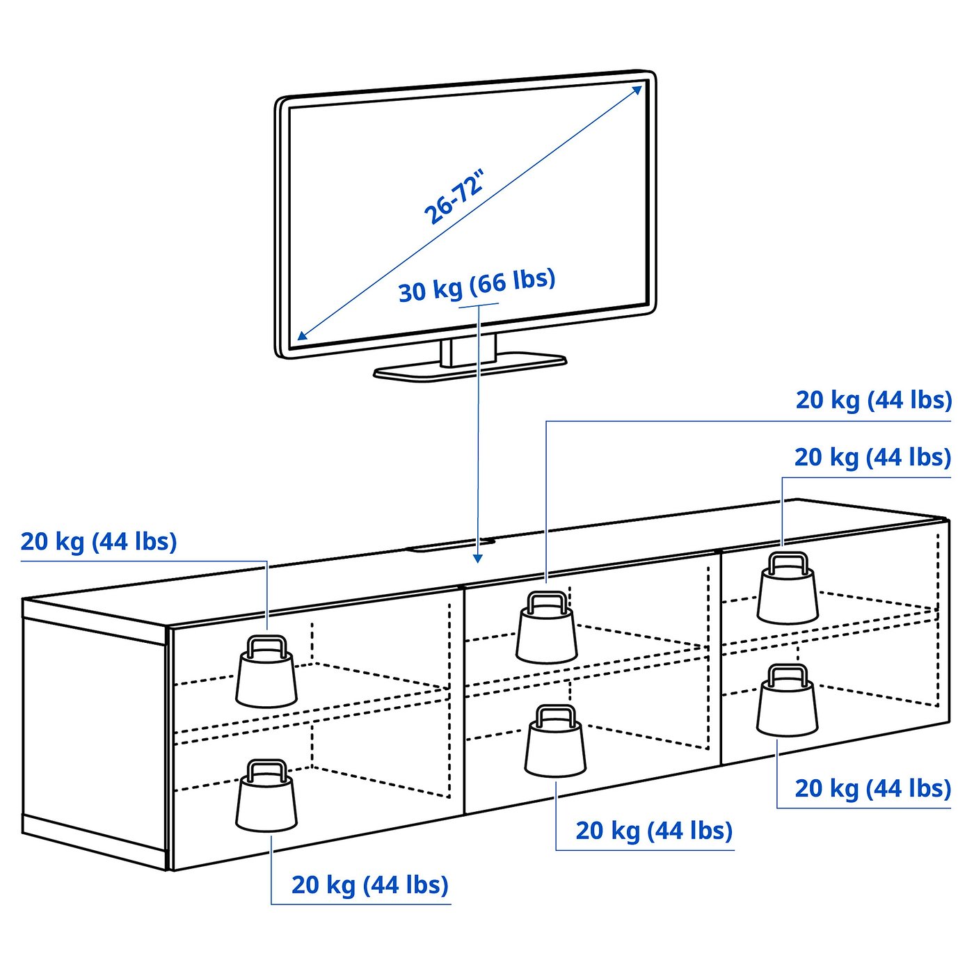 BESTÅ TV bench with doors, black-brown Hammarsmed/anthracite, 180x42x38 cm