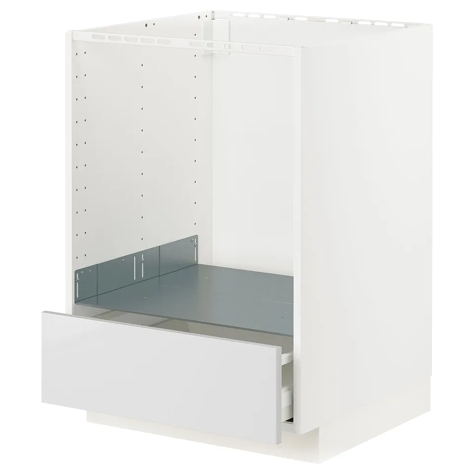 METOD white cabinet frame with drawer, modern design, smooth white finish.