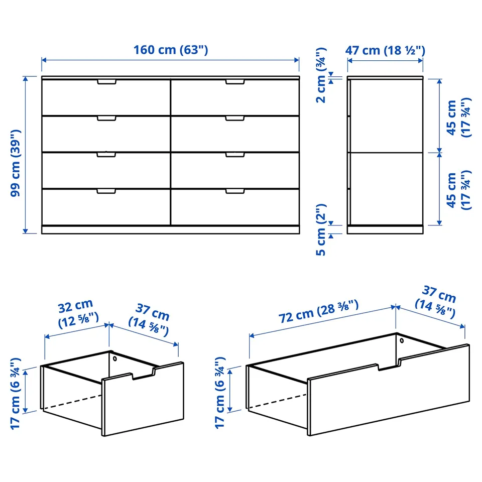 Illustration with measurements for the product: NORDLI.