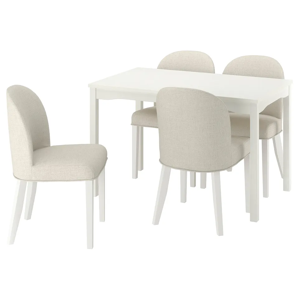 HAUGA / ROSENTORP Table and 4 chairs, white/Kilanda light beige white, 118x74 cm