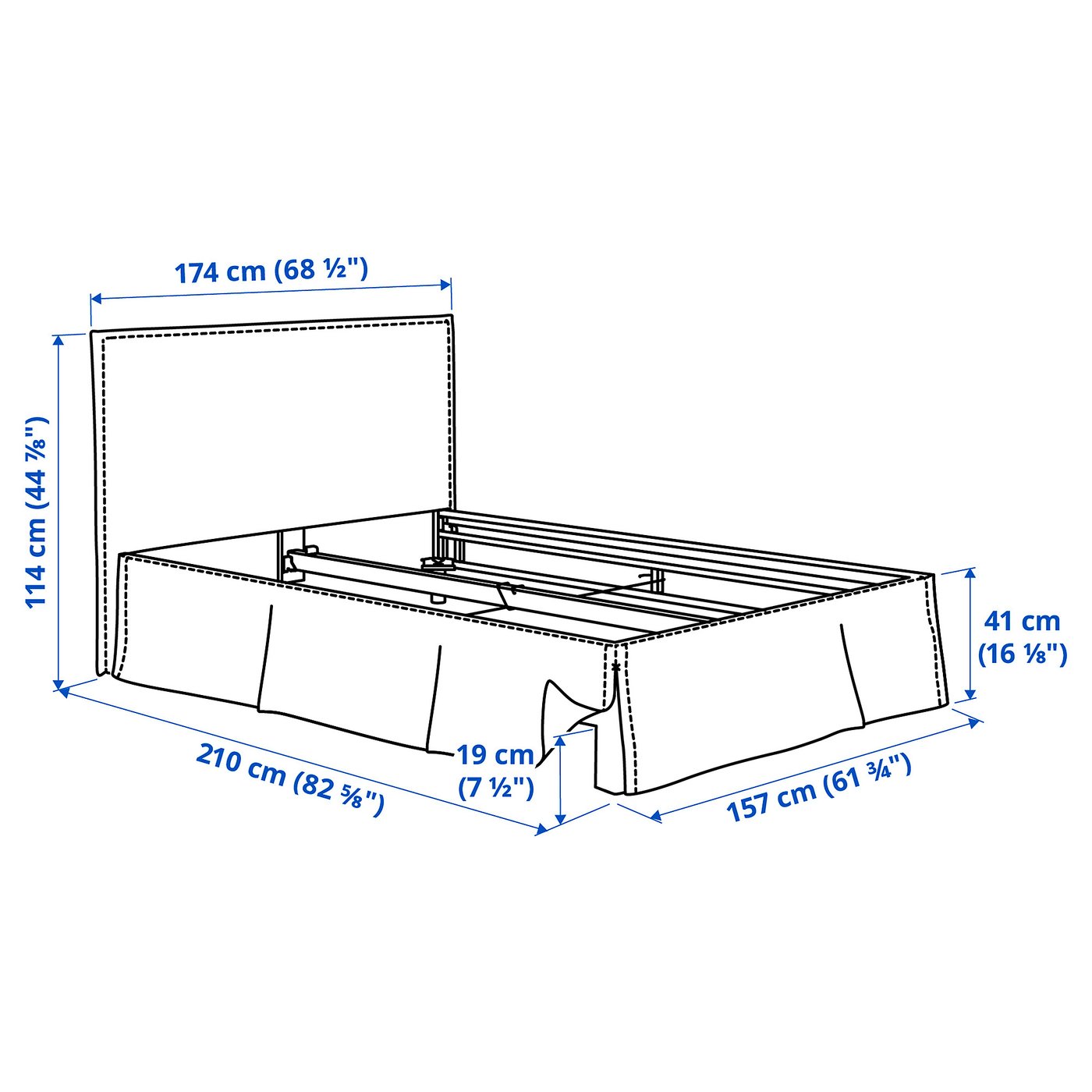TÄRNKULLEN Upholstered bed frame, Vissle beige/Luröy, 150x200 cm
