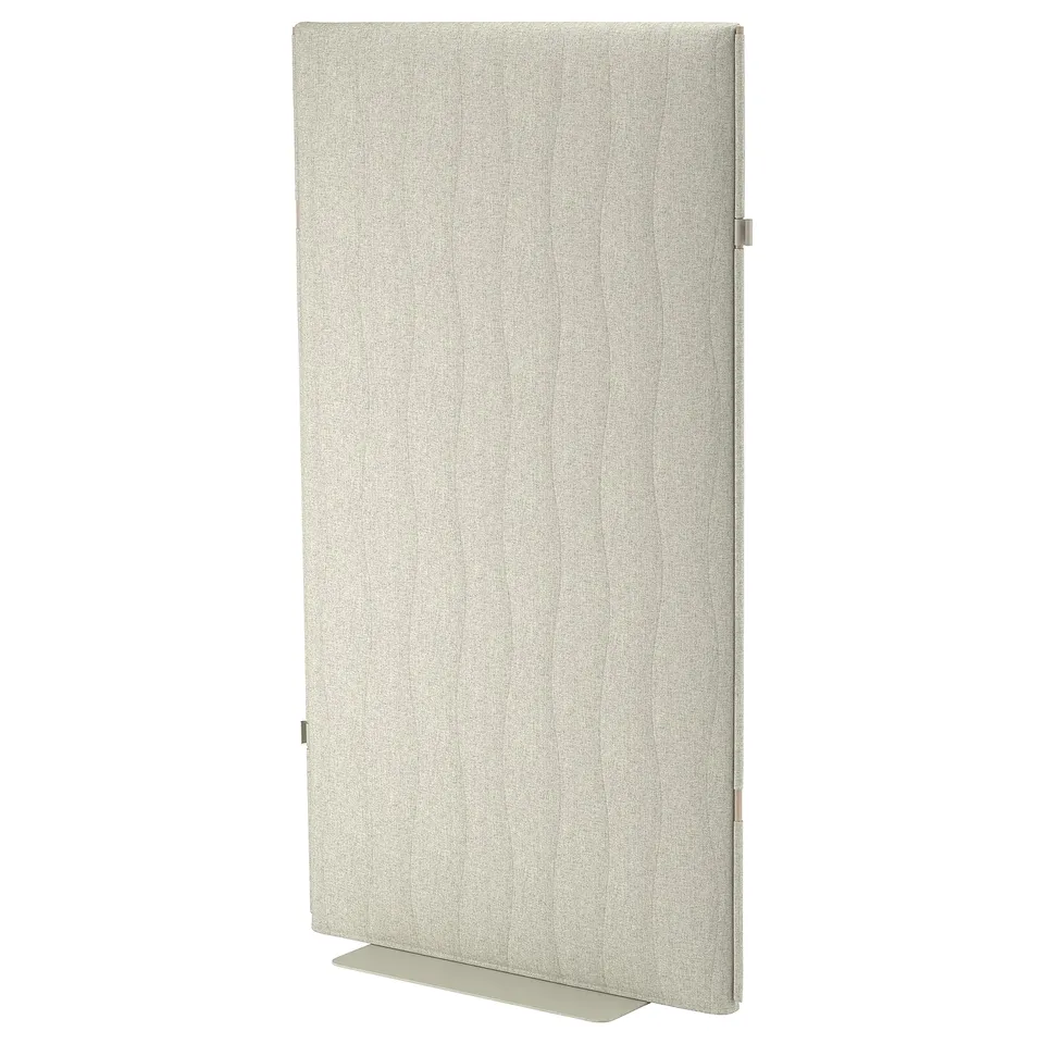 MITTZON beige acoustic screen, rectangular shape, fabric-covered, sound-absorption panel.