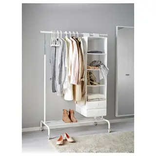 RIGGA/SKUBB set: clothes rack + storage with 6 compartments + box with compartments x2