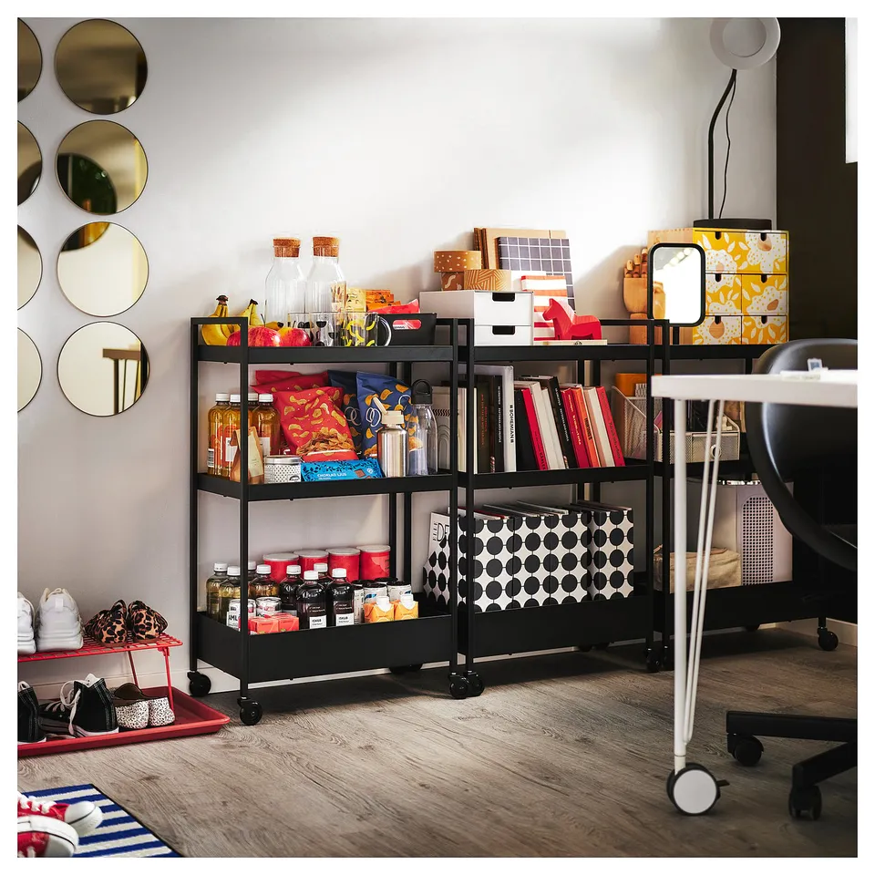 NISSAFORS Trolley, black, 50.5x30x83 cm