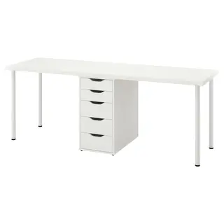 LAGKAPTEN / ALEX desk, white, 200x60 cm