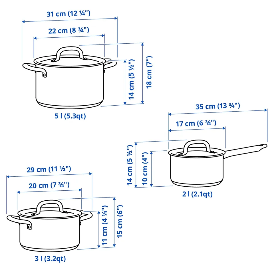 Illustration with measurements for the product: IKEA 365+.