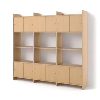 LÅDMAKARE storage combination w sliding doors, with 3 shelves/oak effect, 238x35x212 cm