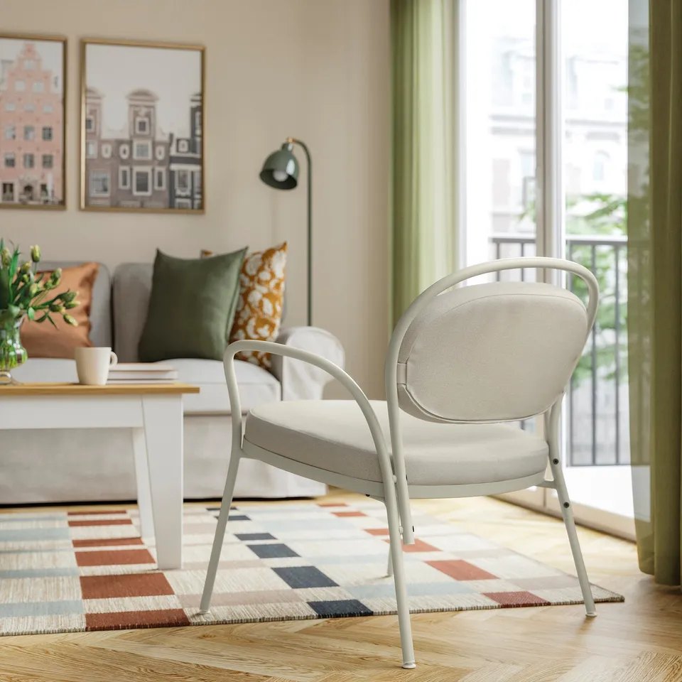 ISMANTORP Armchair, metal light grey-beige/Tibbleby light beige