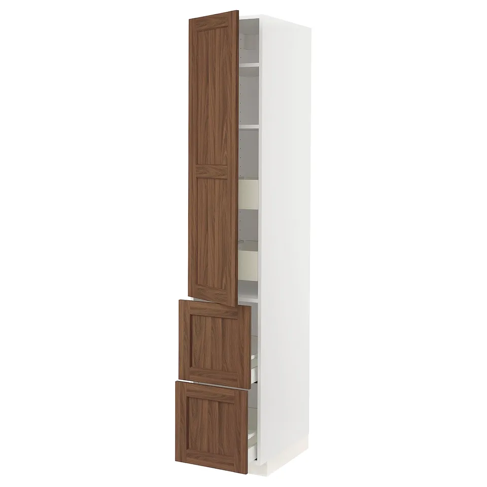 METOD kitchen cabinet with wooden doors & adjustable shelves.