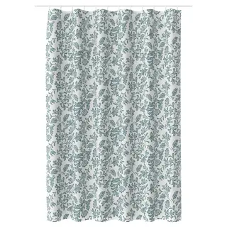 NAPELTYNNE shower curtain, grey-turquoise/floral pattern, Length 200 x Width 180 cm