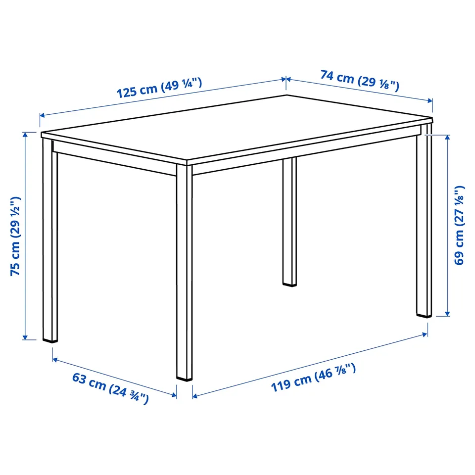 Illustration with measurements for the product: VIHALS.