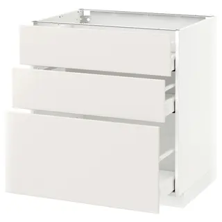 METOD base cabinet with 3 drawers, white Maximera/Veddinge white, 80x60x80 cm