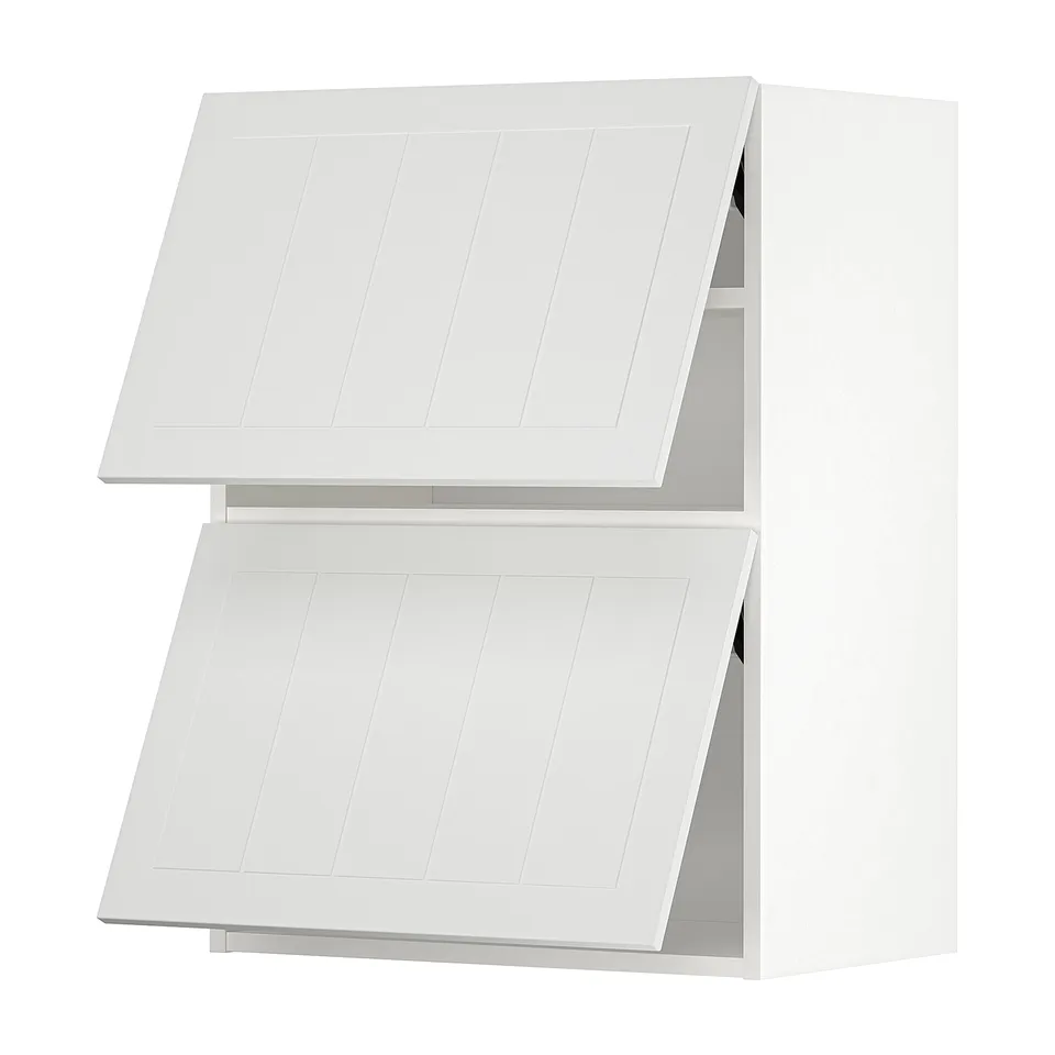 White METOD kitchen unit with two tilt-out lids, square design.