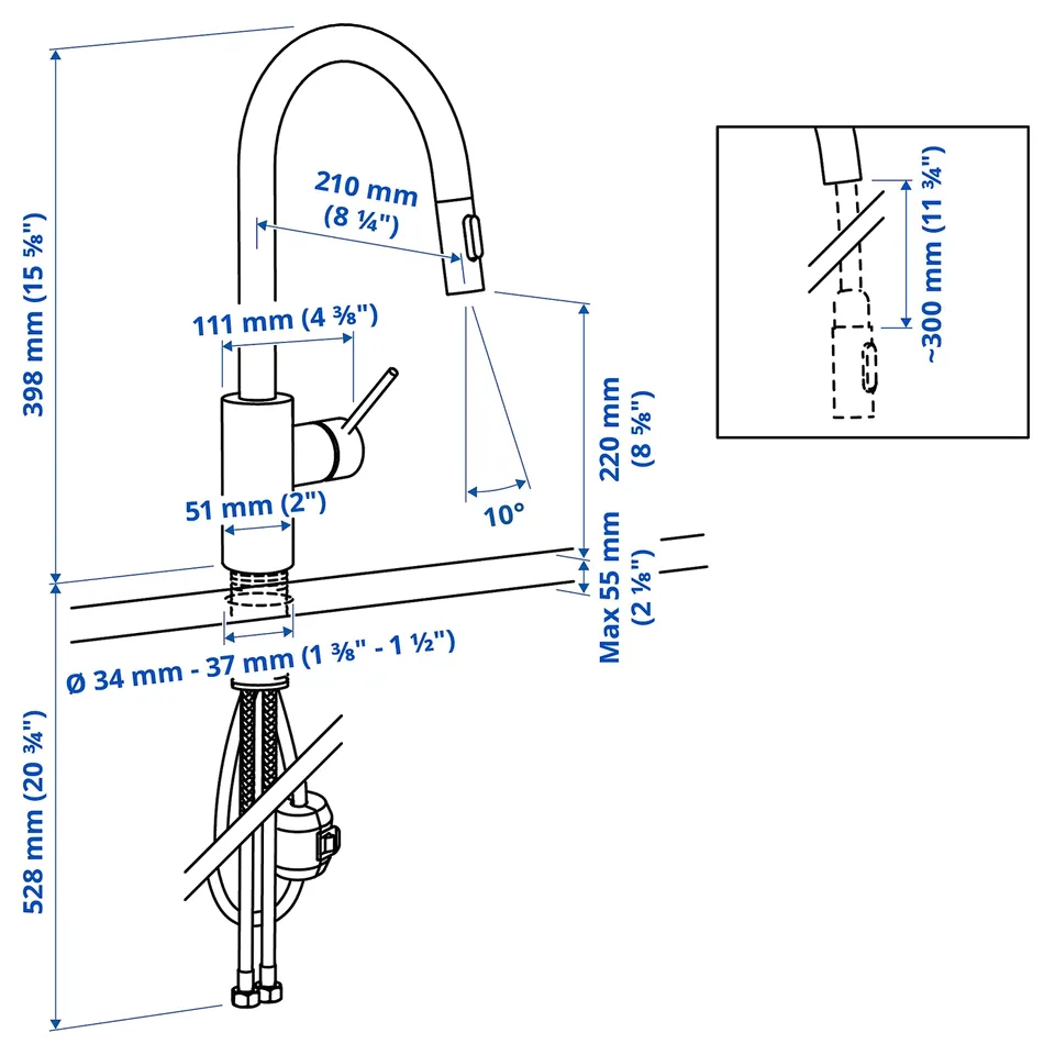 Illustration with measurements for the product: SALLSJÖN.