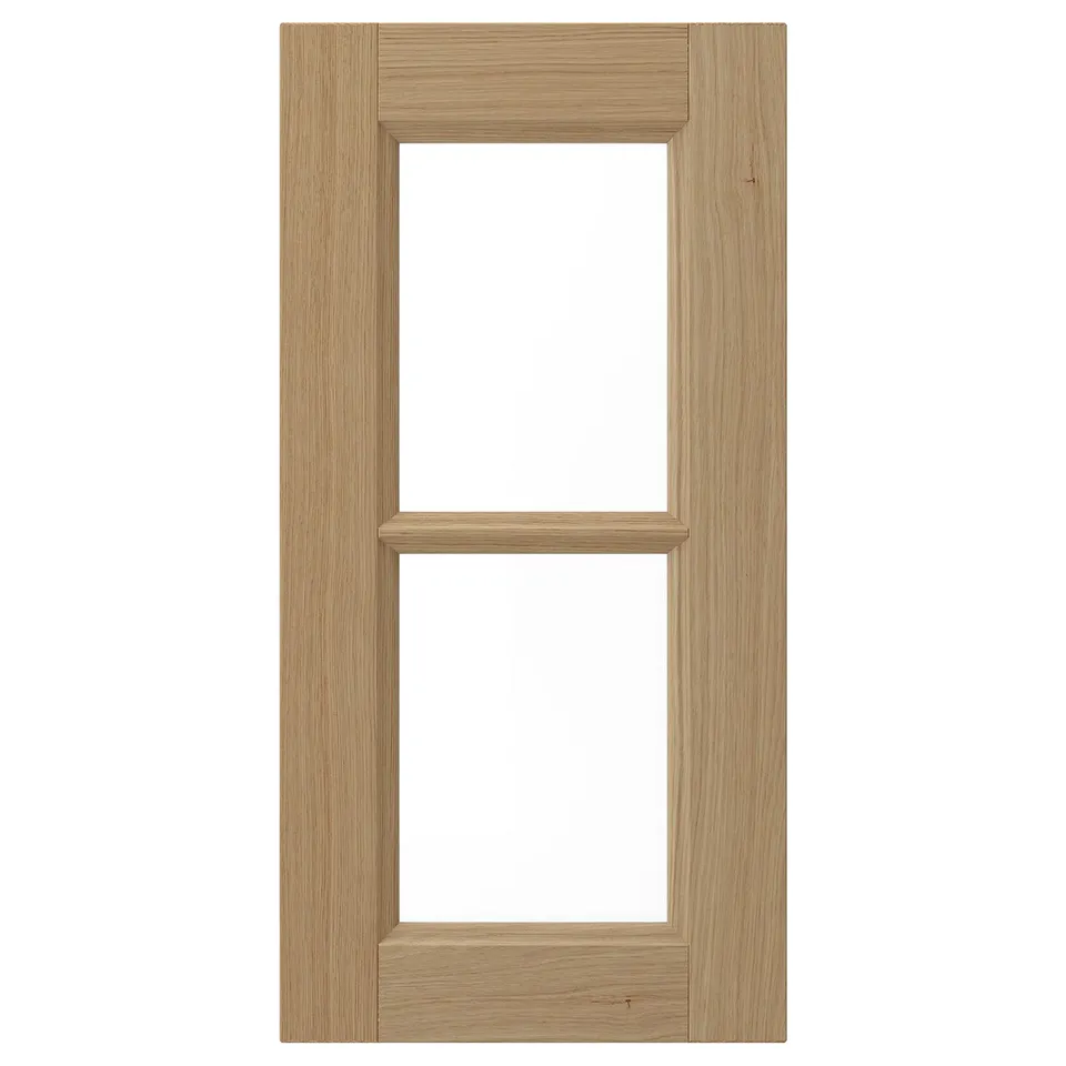 VEDHAMN oak wood kitchen door with glass panel, natural colour.