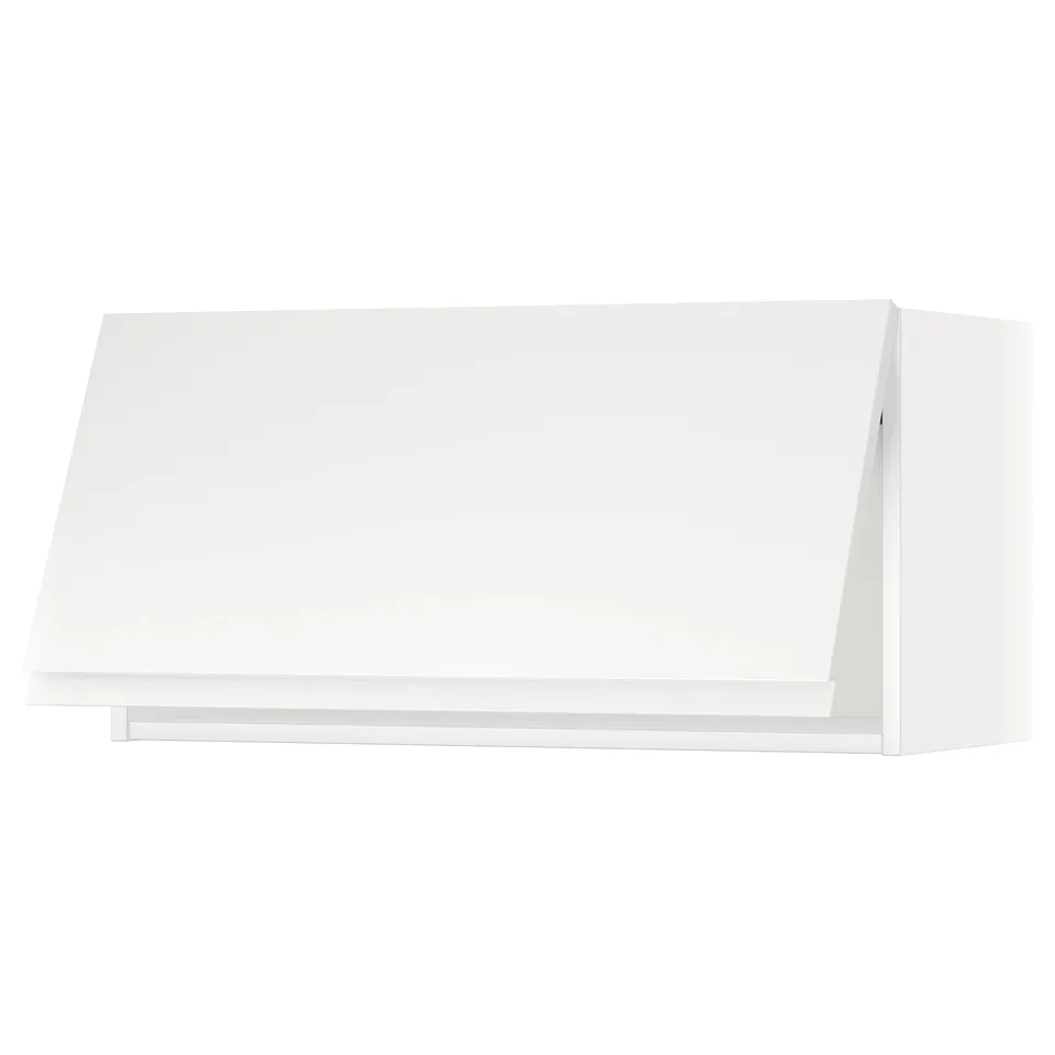 White modern kitchen cabinet, minimalist design, matte finish, rectangular shape, wall-mounted.