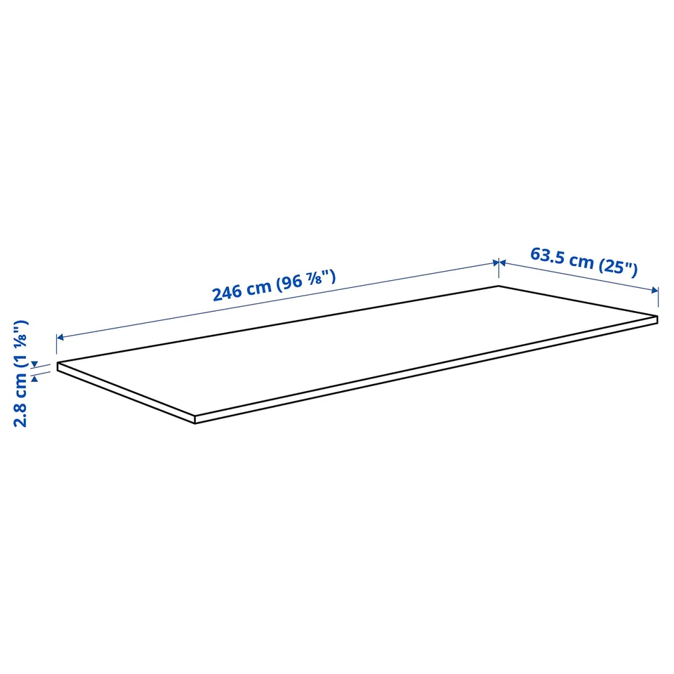 EKBACKEN Worktop, light oak effect/laminate, 246x2.8 cm
