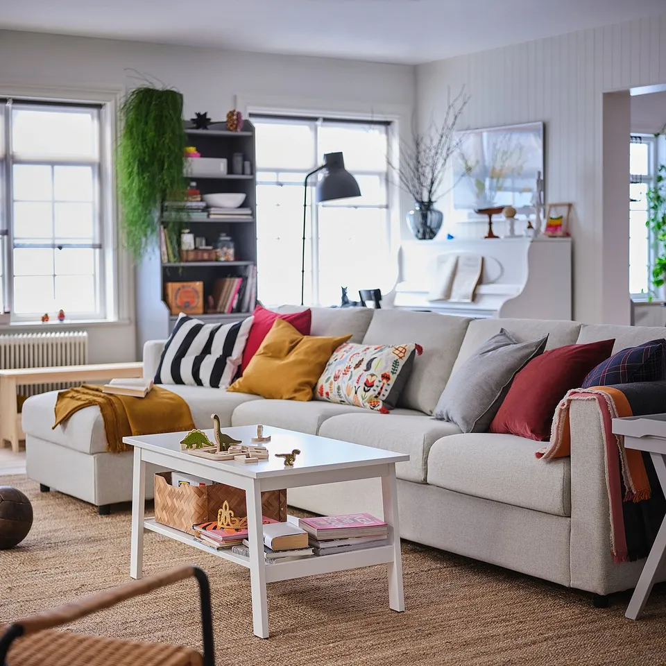 VIMLE 4-seat sofa with chaise longue, Gunnared medium grey