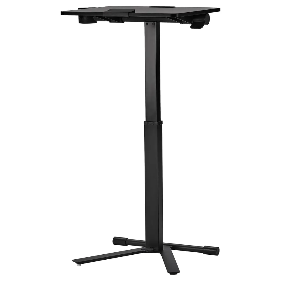 MITTZON black height-adjustable laptop table, modern design, metal base, foldable for easy movement.