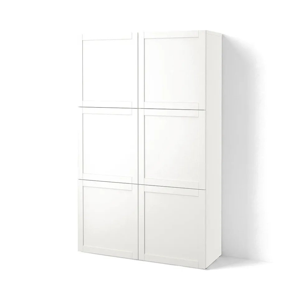 BESTÅ Storage combination with doors, white/Hanviken white, 120x42x193 cm