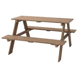 RESÖ children's picnic table, light brown stained, Length 92 x Width 89 x Height 49 cm