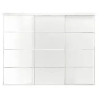 SKYTTA / FÄRVIK sliding door combination, white/white glass, 301x240 cm