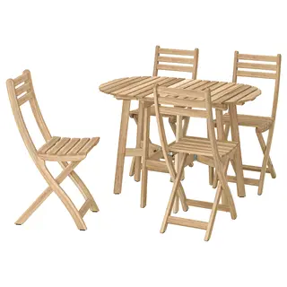 ASKHOLMEN gateleg table+4 chairs, outdoor, foldable acacia