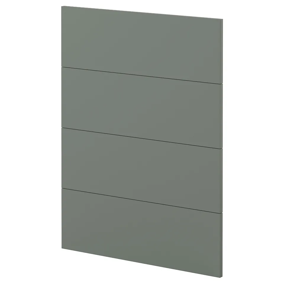 Modern grey-green ikea METOD kitchen cabinet front, rectangular shape with minimalist design.