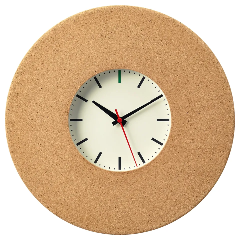 SVARTGÖK Wall clock, cork, 38 cm