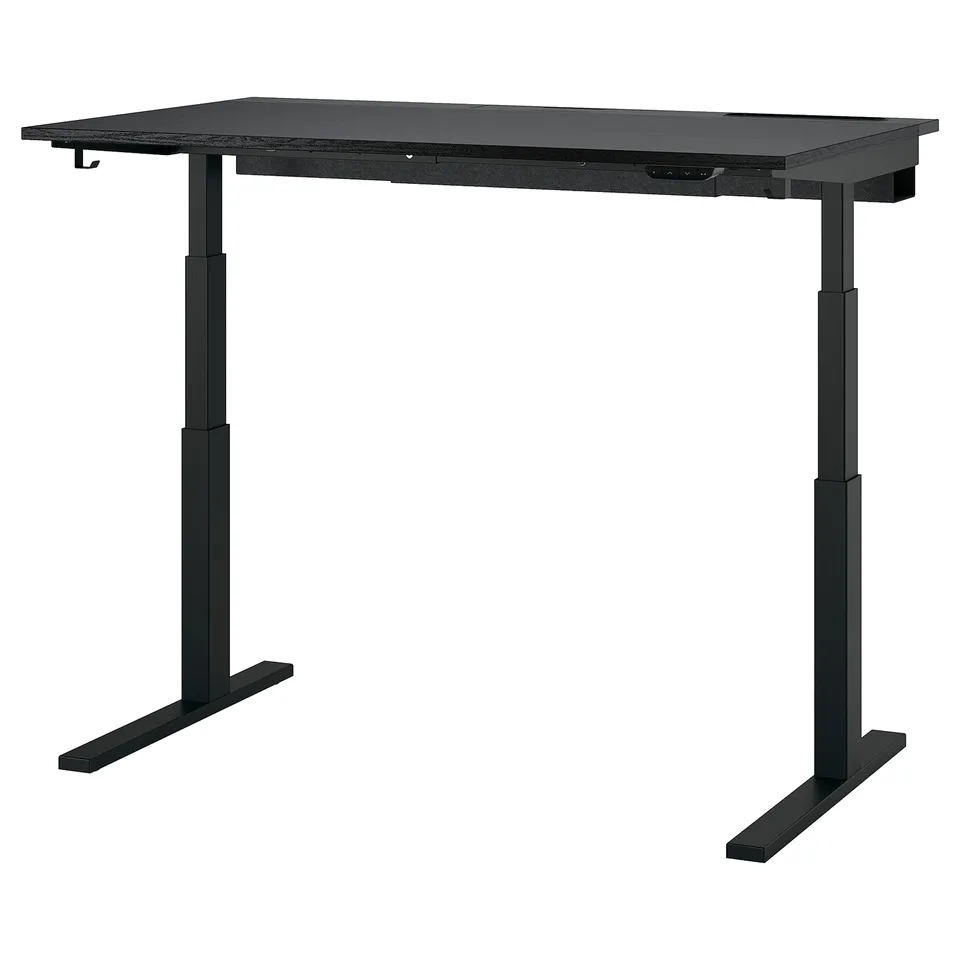 MITTZON sit-stand desk, black, metal & wood, rectangular, adjustable, ergonomic.