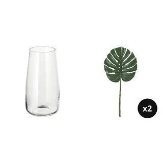 BERÄKNA/SMYCKA set: vase + Monstera green*2