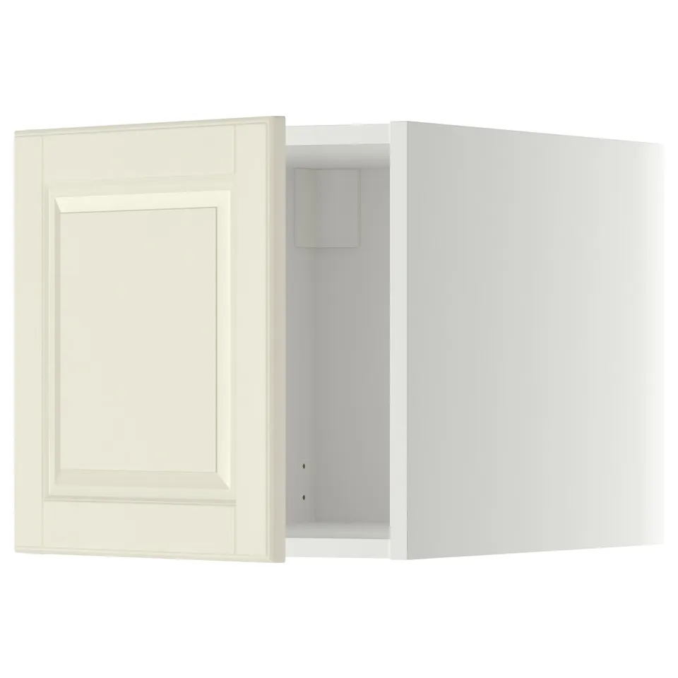METOD kitchen cabinet, white, bevelled door open, modern design, 25-year warranty.