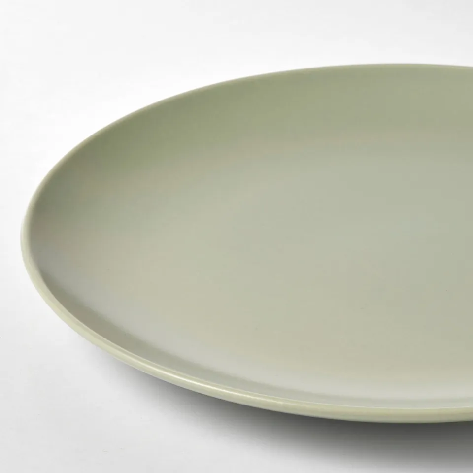 Smooth, modern plate with light green hue. Elegant, simple design.