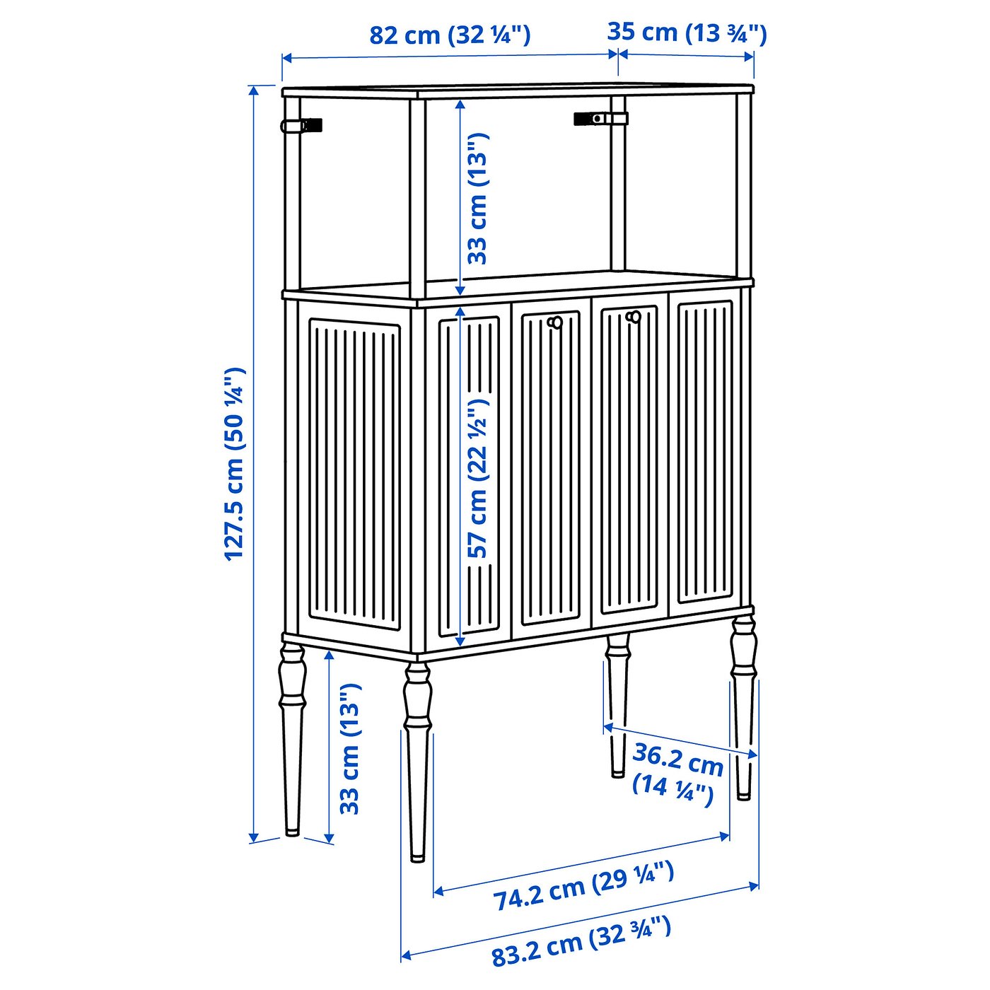SÅGMÄSTARE Cabinet, light grey-blue, 83x36x128 cm