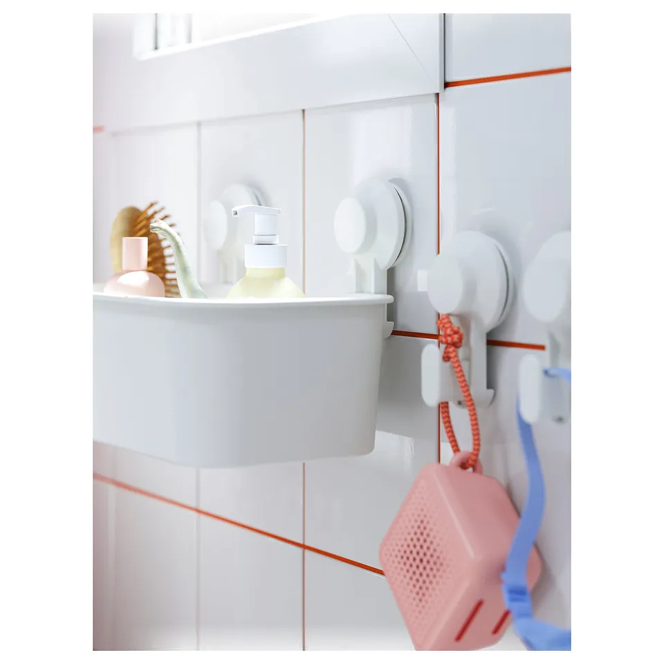 TISKEN Basket with suction cup, white