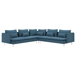 SÖDERHAMN corner sofa, 6-seat, Tallmyra blue, Depth 99 cm